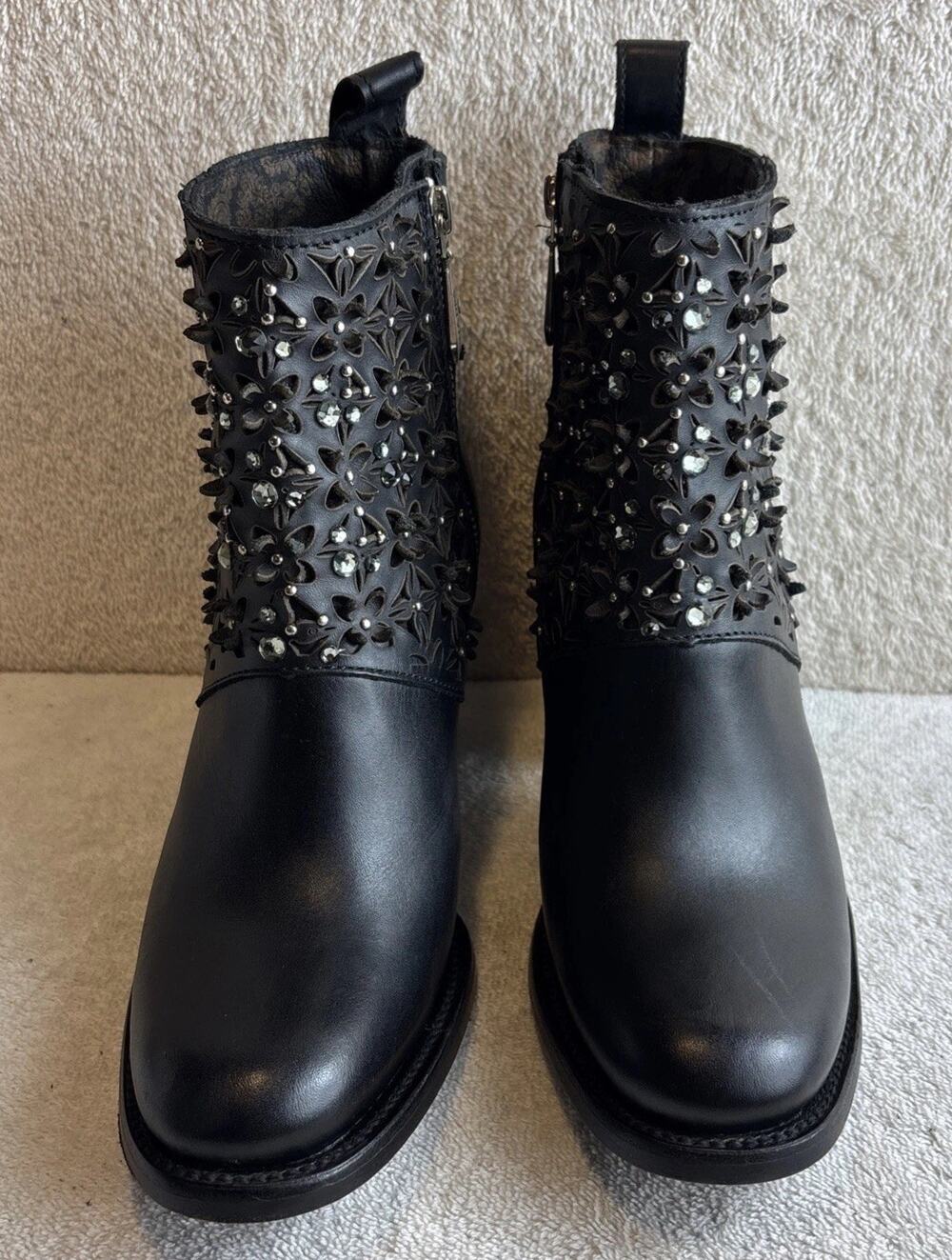 Cuadra Ladies Crystalized Heeled Black Booties Size 7 M 34365
